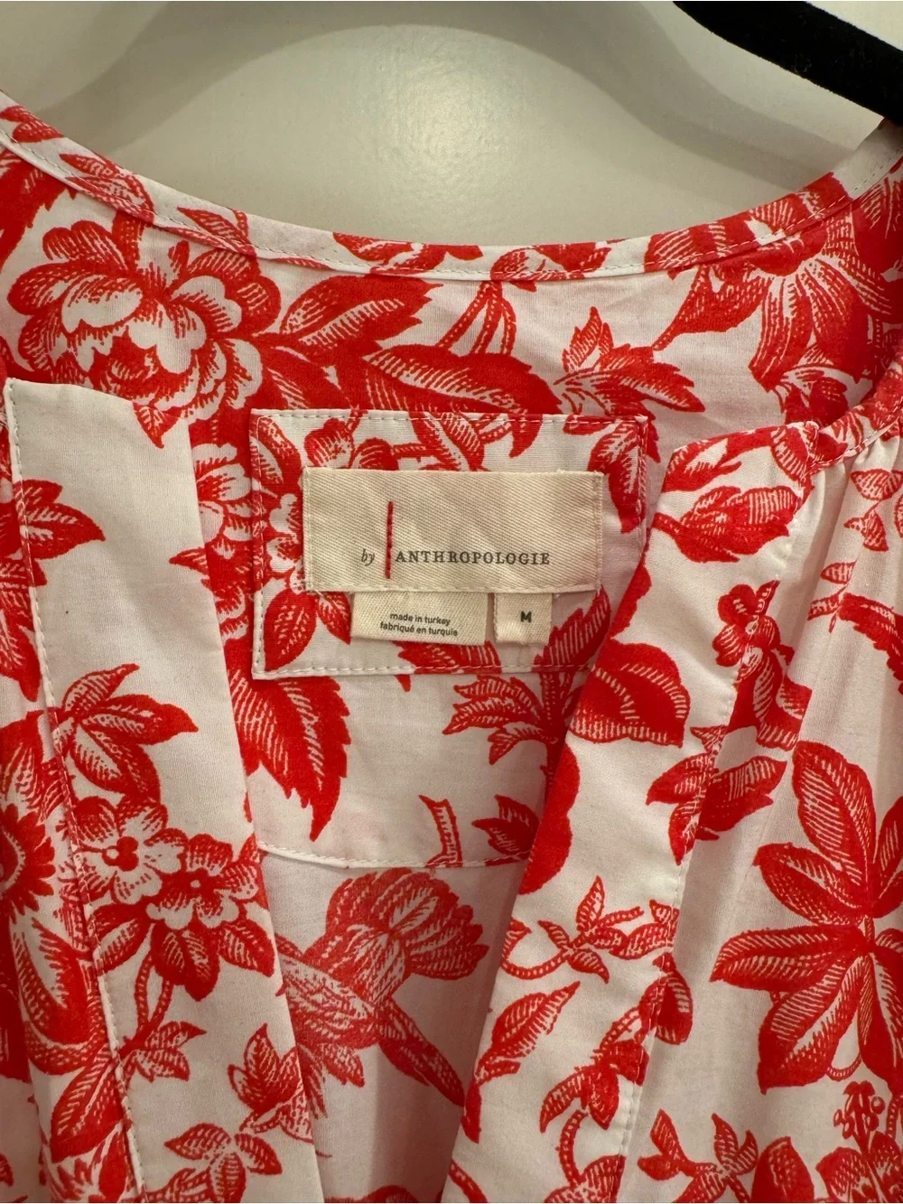 Anthropologie White Maxi Dress with Red Floral Print - Picture 6 of 6